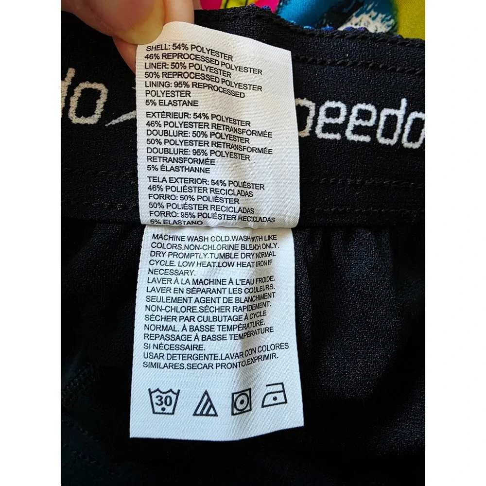 Speedo Mens‎ XL Volley Swim Trunks Purple Abstract Graffiti 4-Way Stretch NWT